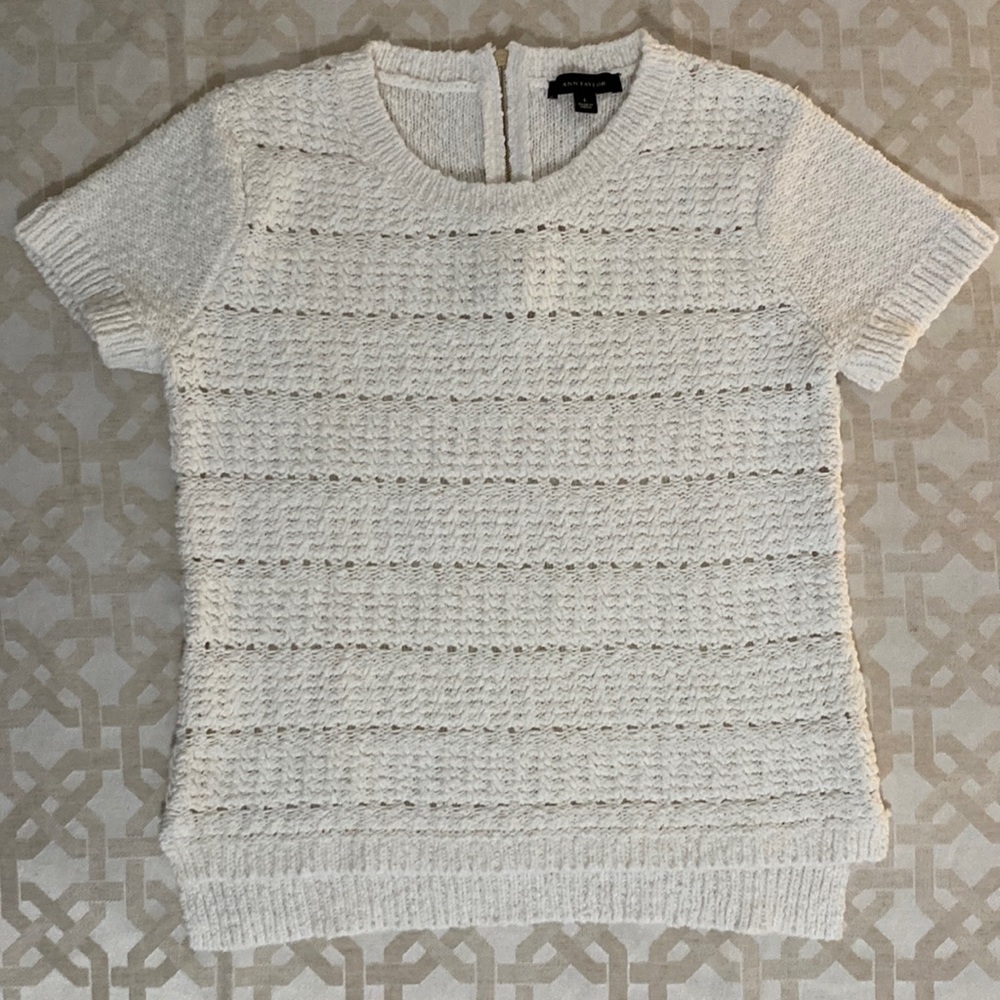 Ann Taylor Open Stitch Short Sleeve Sweater